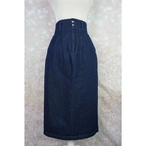 Vintage Copper Key High Waisted Modest Denim Skirt